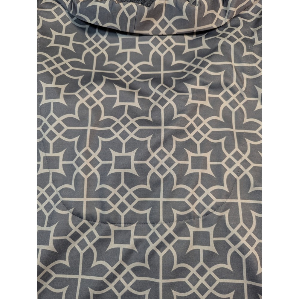 Gretchen Scott Grey Geometric Trellis Ruffle Collar Shift Dress Womens Small - Picture 8 of 9